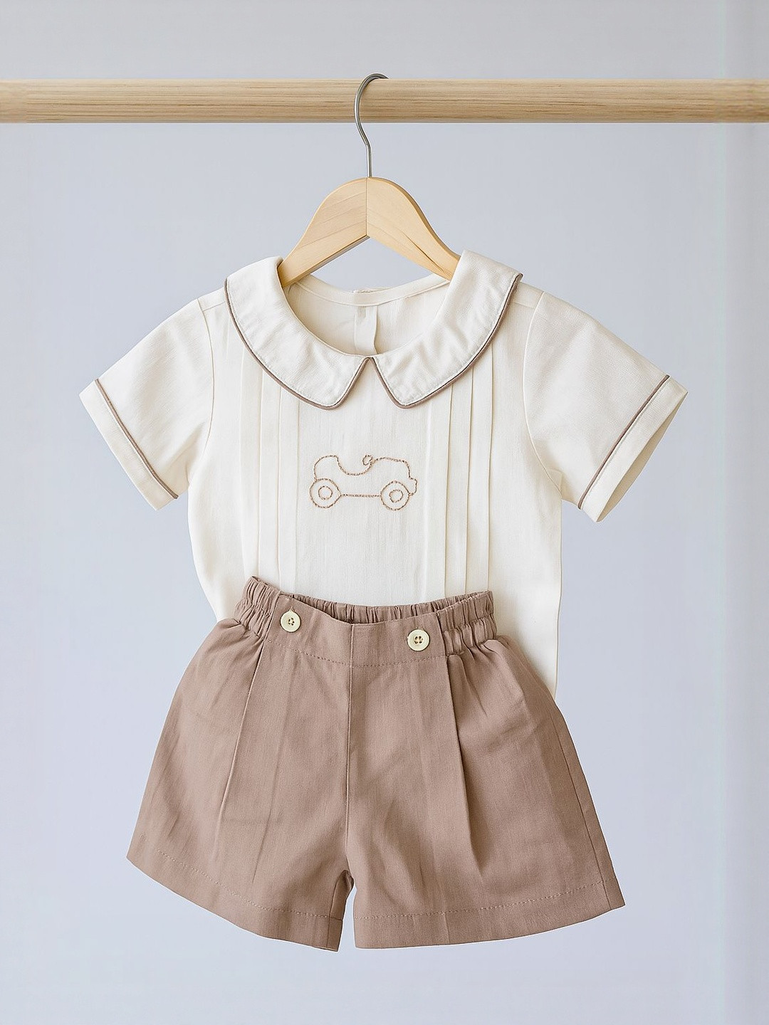 BABY TWINKLES Boys Embroidered Organic Cotton Co-Ords