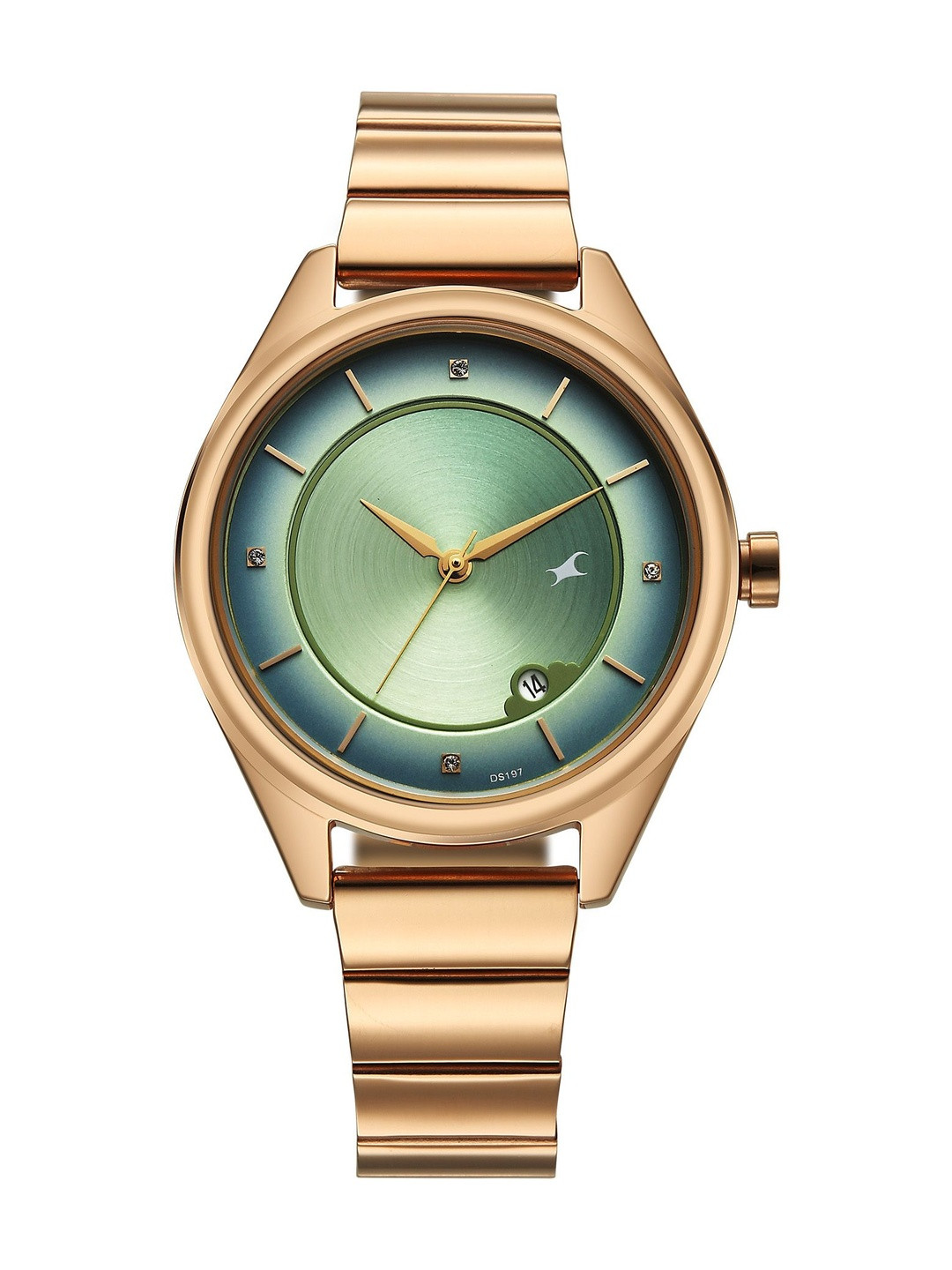 Fastrack Girl's Style Up 5 Quartz Green Round Dial Watch - 6215WM02