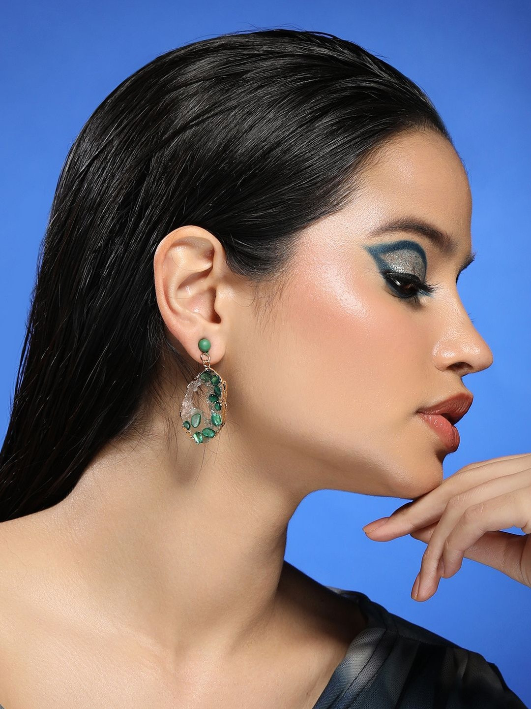 SOHI Gold-Plated Contemporary The Wilderness Drop Earrings