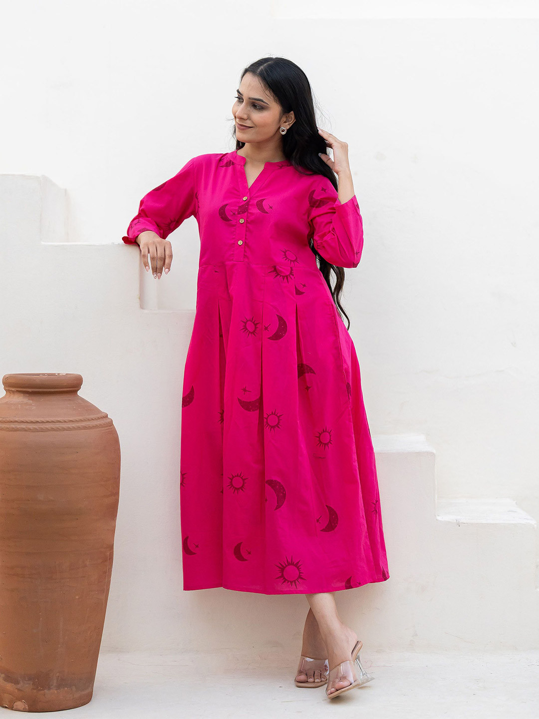 Fashiana Print A-Line Midi Dress