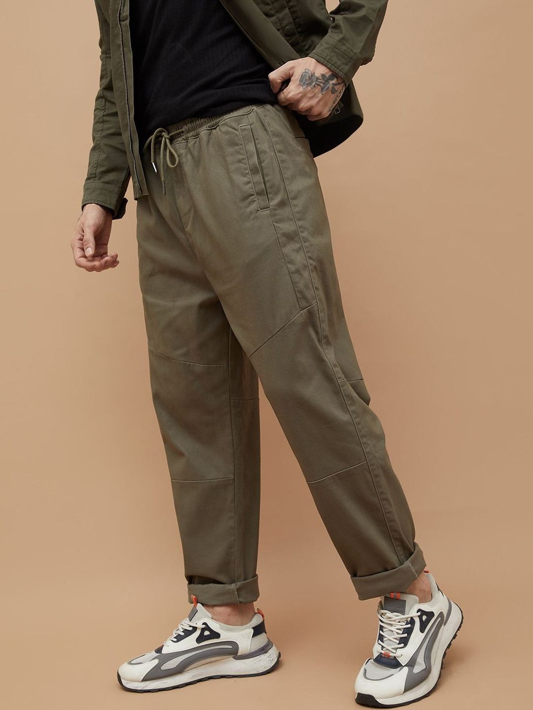 Forca by Lifestyle Men Solid Easy Wash Cargos Trousers