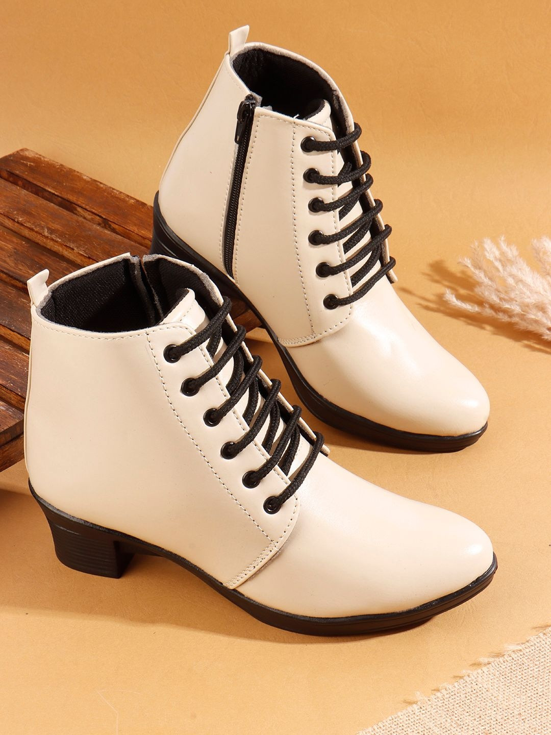 PLANET WALK Women Solid Synthetic Wedge Biker Boots