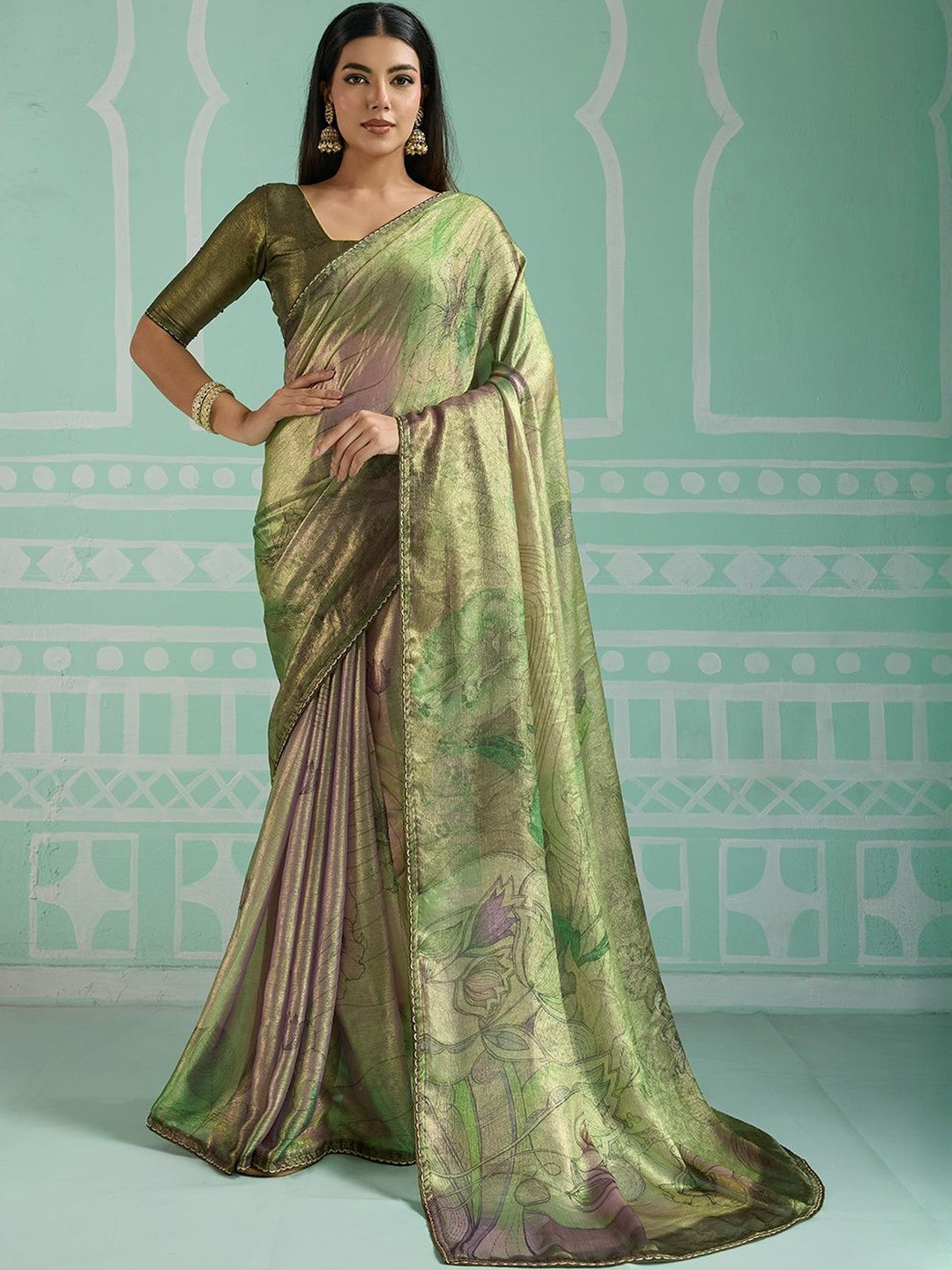 Mitera Women Floral Printed premium soft Organza Saree