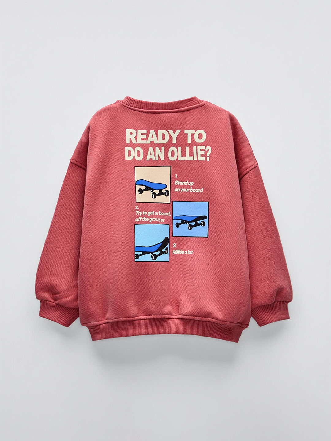 Alan Jones Kids Graphic Printed Round Neck Full Sleeves Oversized Pullover Sweatshirt