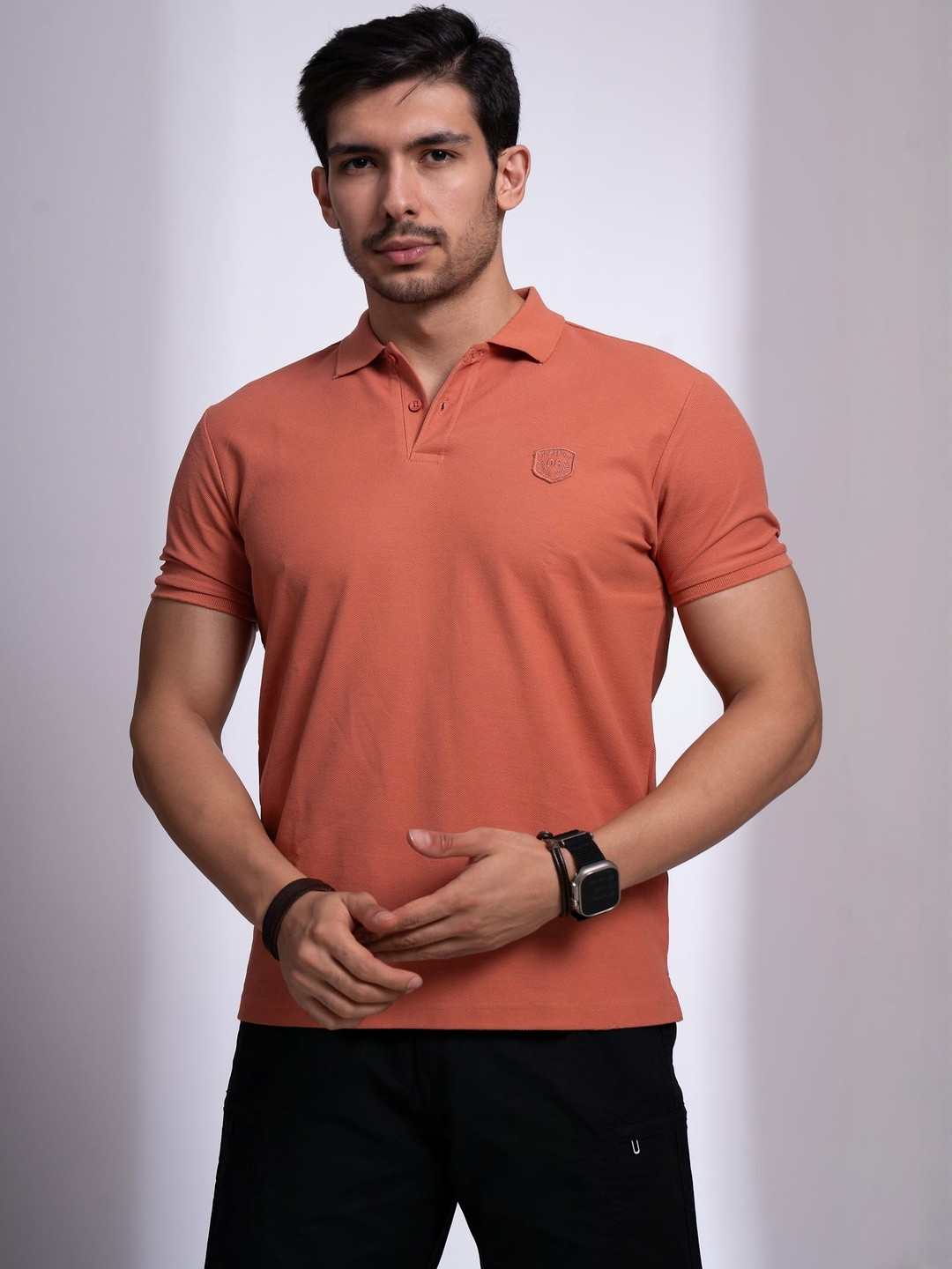 nostrum Men Brand Logo Polo Collar T-shirt
