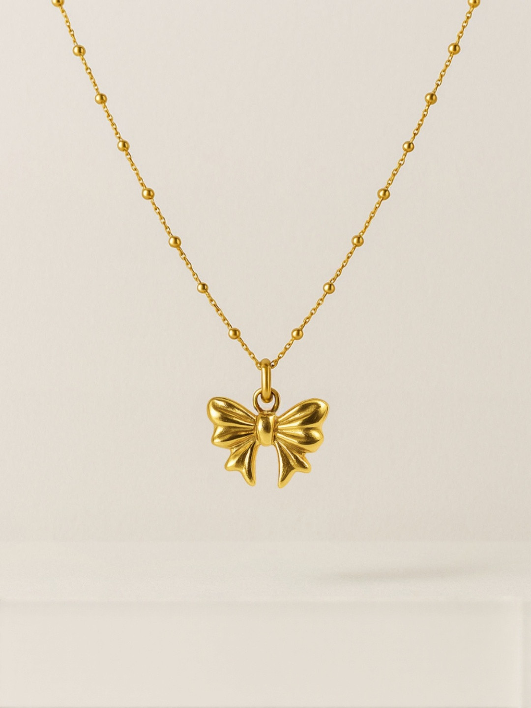 October 22 Sterling Silver 18KT Gold-Plated Bow-Tiful Shaped Pendant With Chain