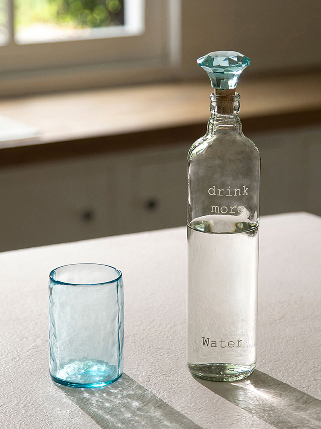 ellementry Crown Transparent Conversational Glass Airtight Water Bottle - 750ml