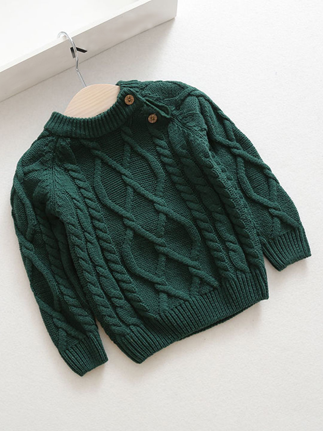 INCLUD Girls Cable Knit Self Design Round Neck Pullover