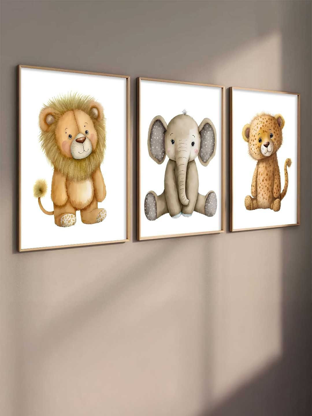 Kotart Set of 3 Cartoon Art Wood Framed Posters Wall Paintings Wall Art