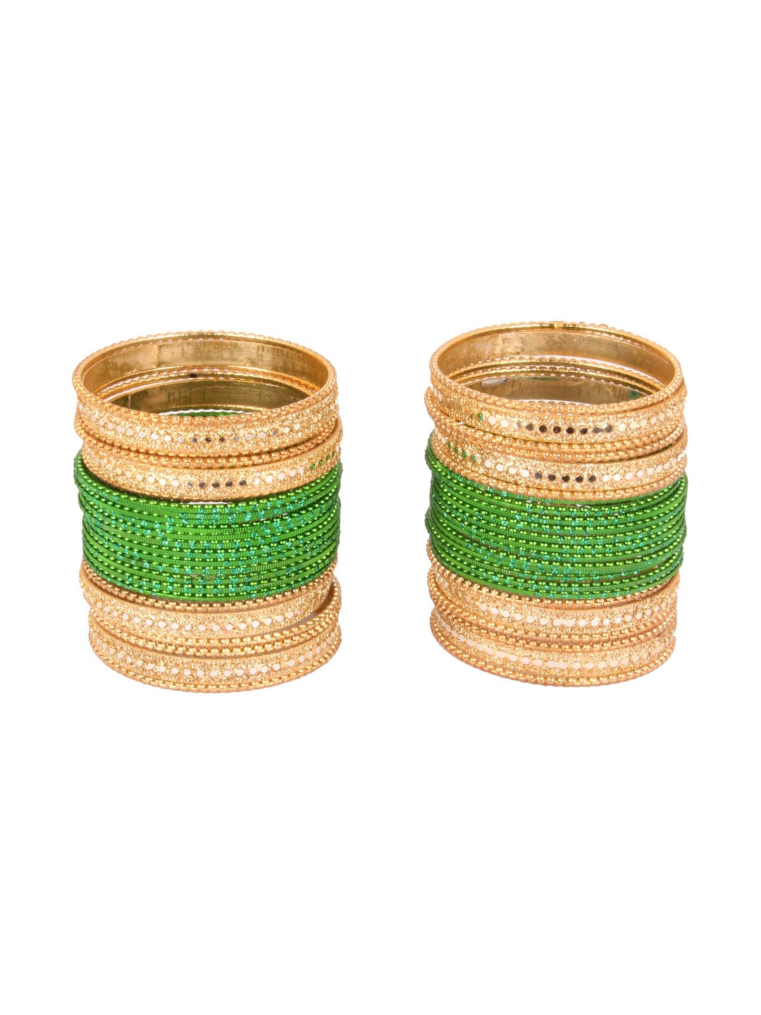 Shiv Jewels Set Of 48 Mirror-Studded Textured Bangles