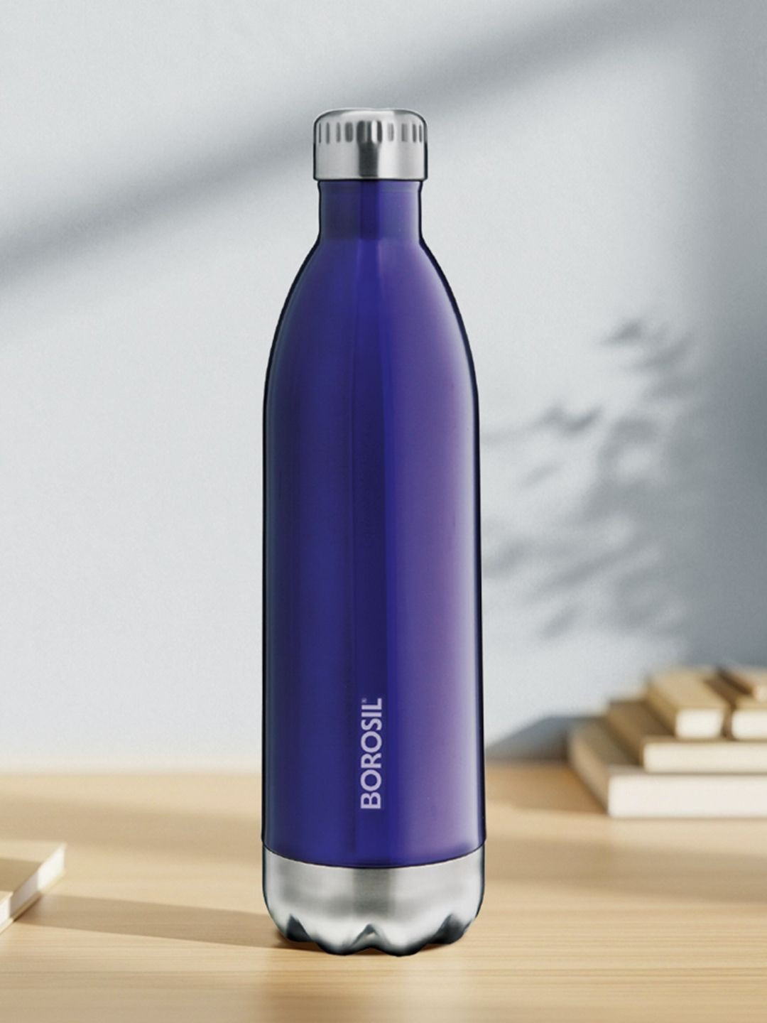 BOROSIL Bolt Blue Stainless Steel Double Wall Vacuum Flask Water Bottle 750 ml