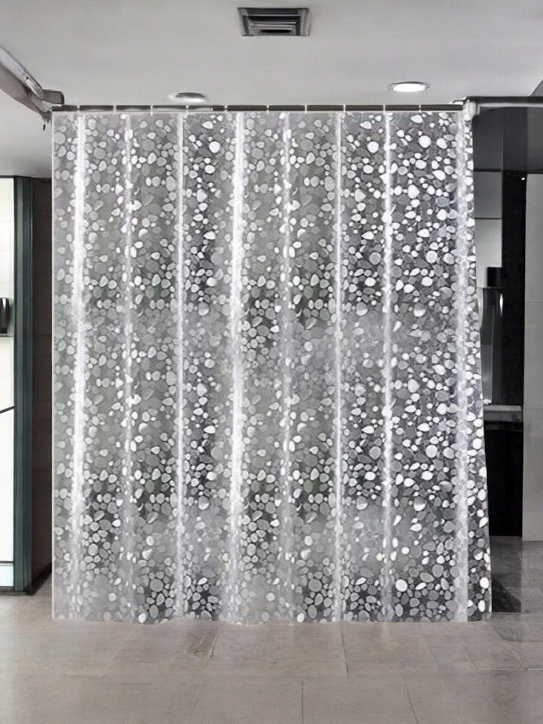 HOME ARK Transparent Set of 3 Long Door Curtain