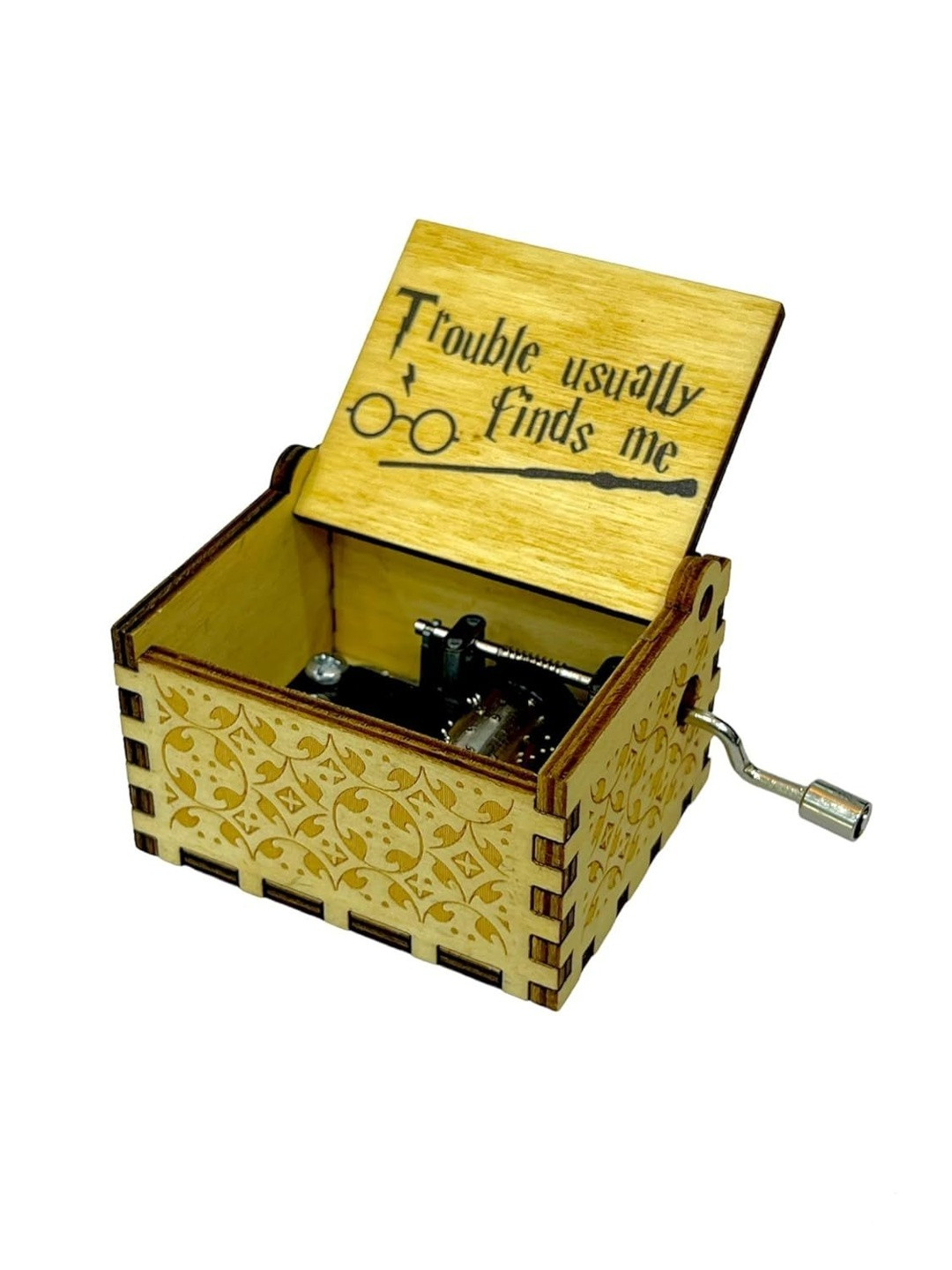 AUGEN Yellow & Black Music Box Wooden Showpiece