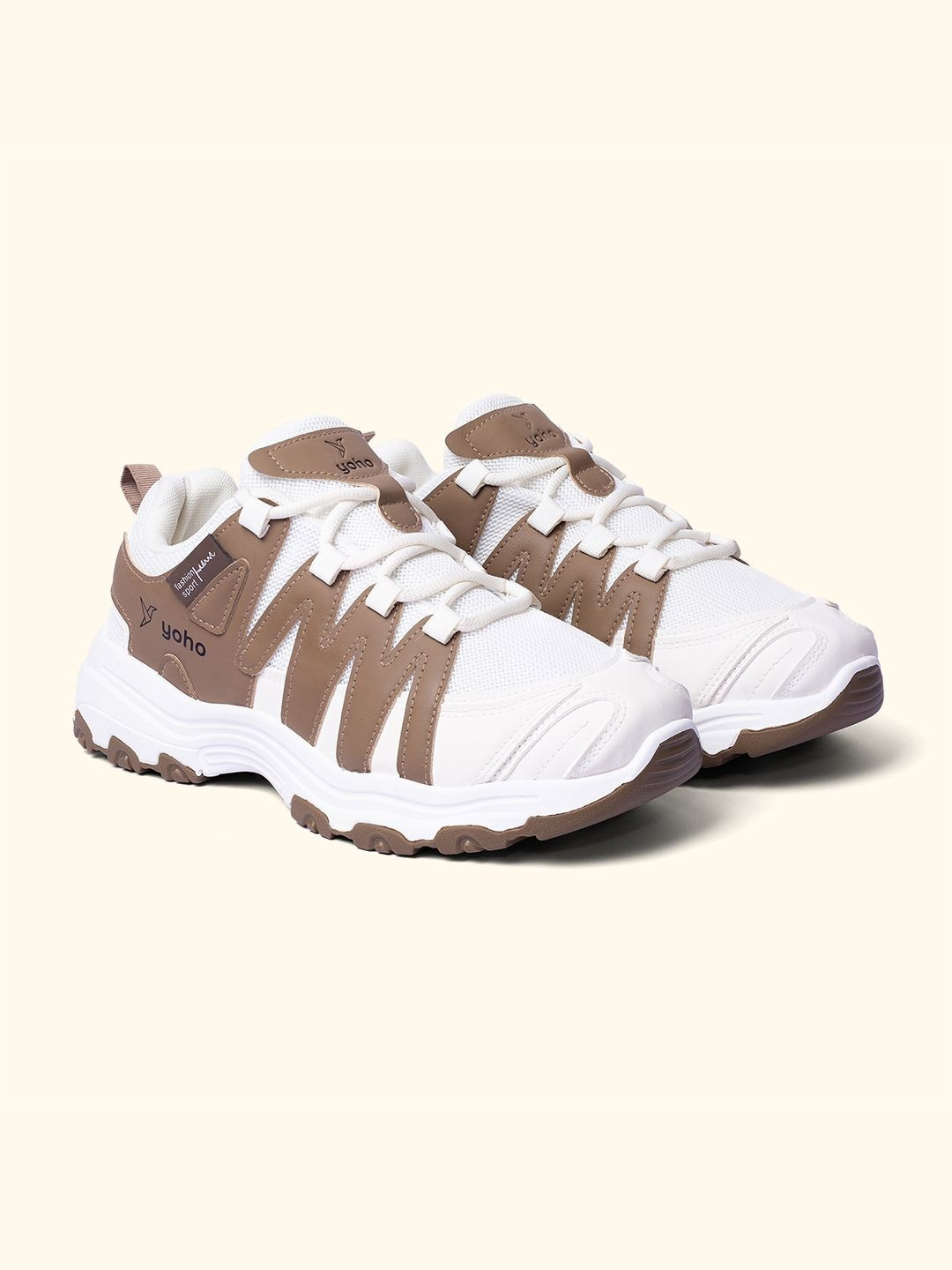 yoho Tempo Women Striped Round Toe Lace-Ups Sneakers