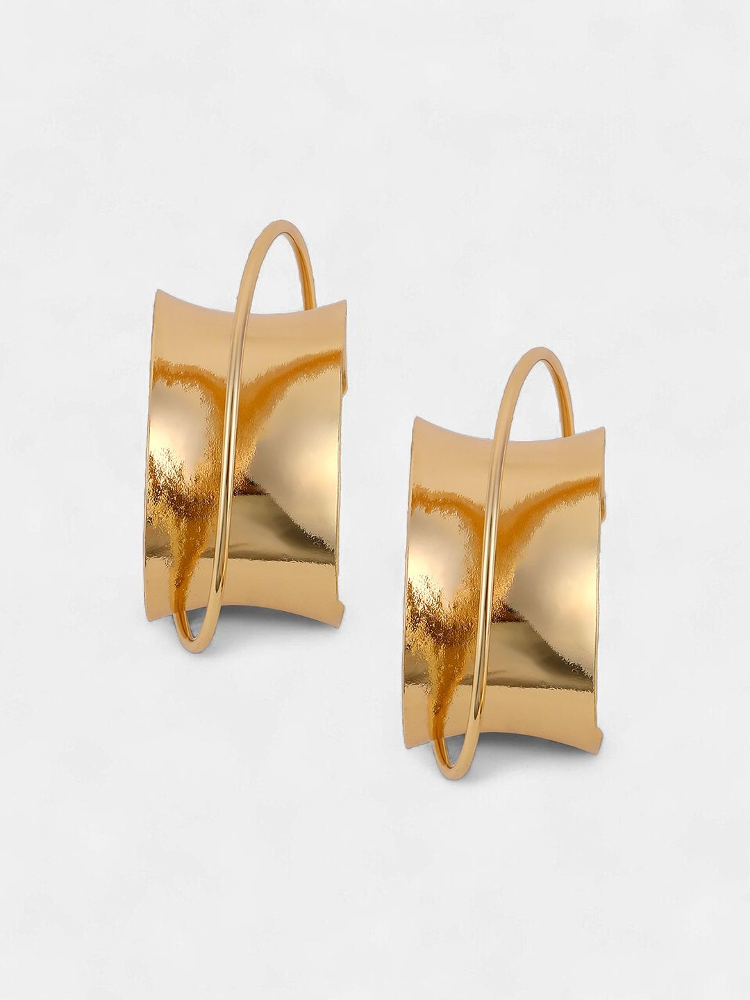 SOHI Gold-Plated Chunky-Orbiter Half Hoop Earrings