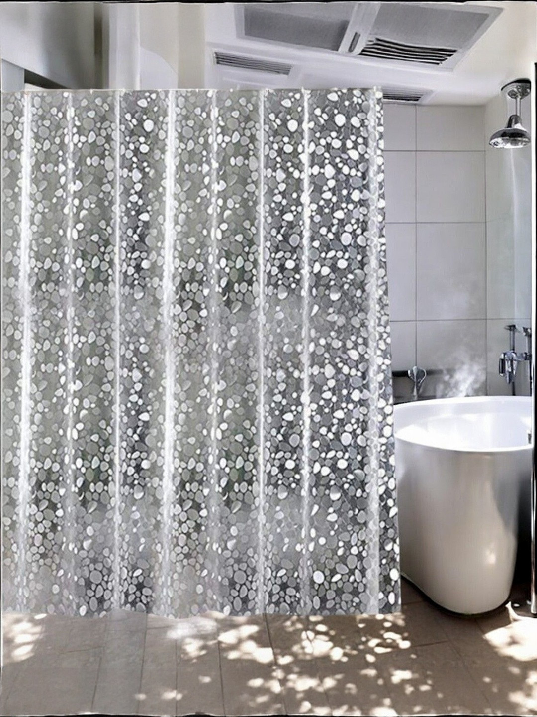 HOME ARK Grey & White Abstract Printed Window Curtain