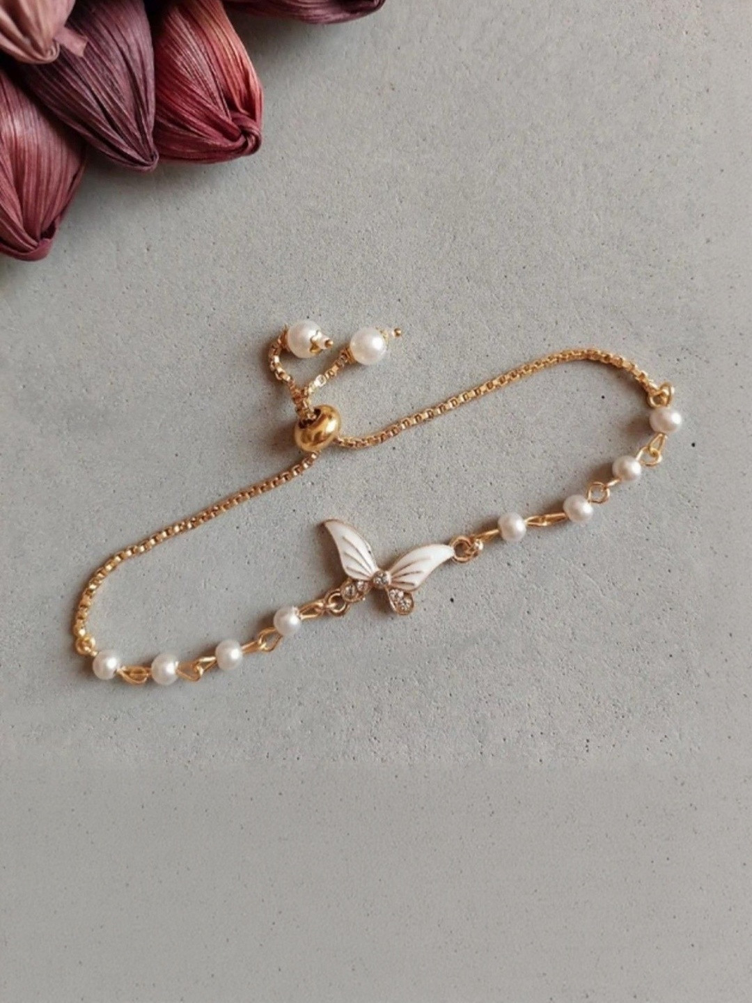 ARISTAL Jewellery Unisex Kids Silver-Plated Pearls Butterfly Bracelet