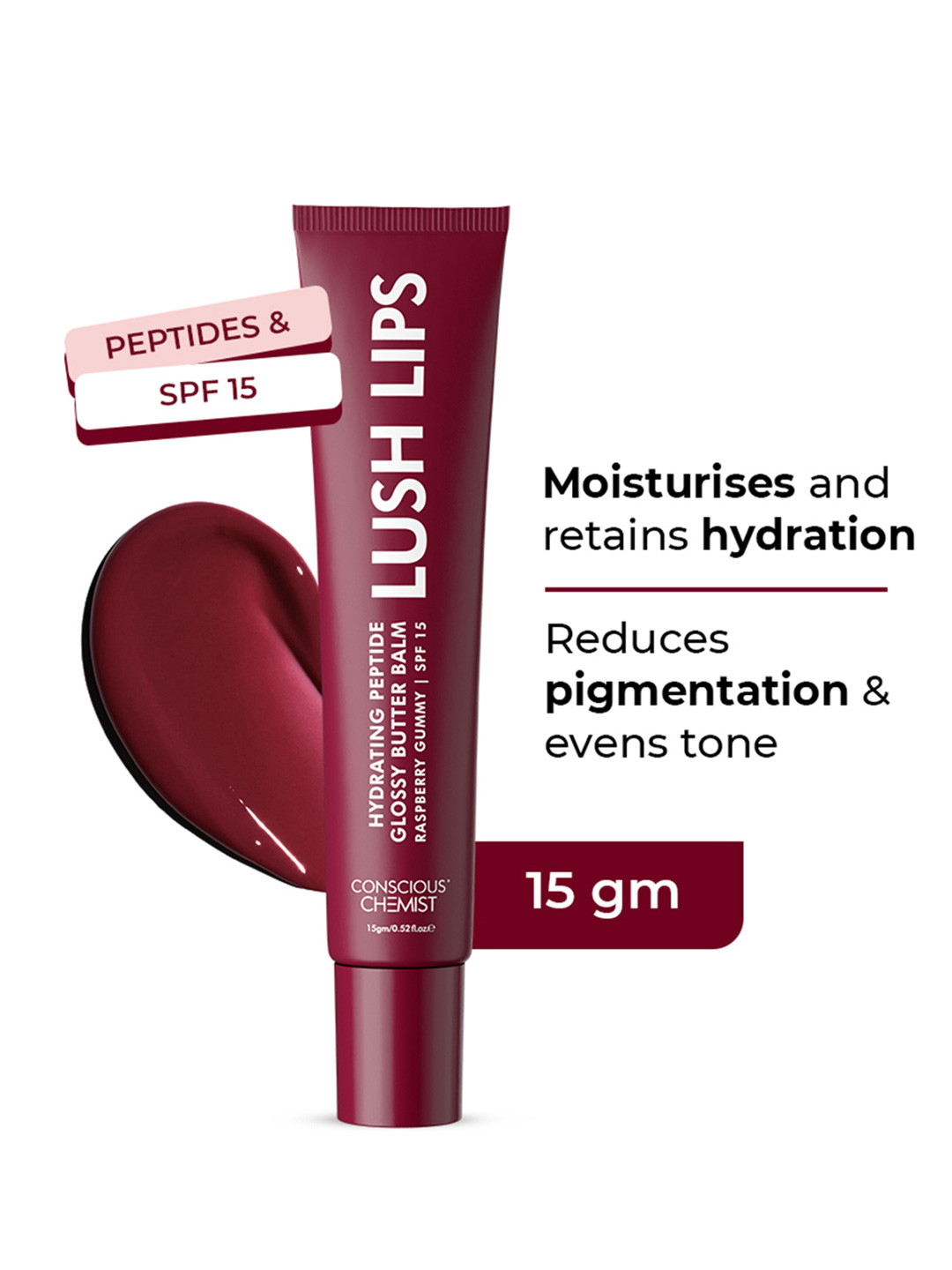Conscious Chemist Multi Peptide & Shea Butter Infused Lip Balm - Raspberry Gummy