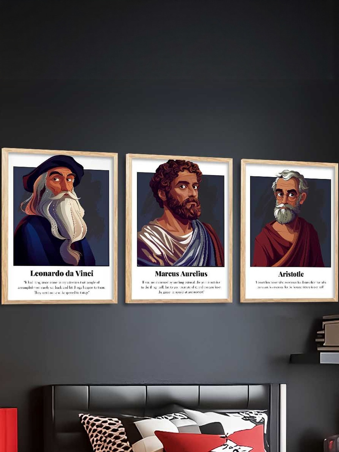 Kotart White And Black Wooden 3 Pieces Portrait Painting Wall Art 10 Inch x 13 Inch
