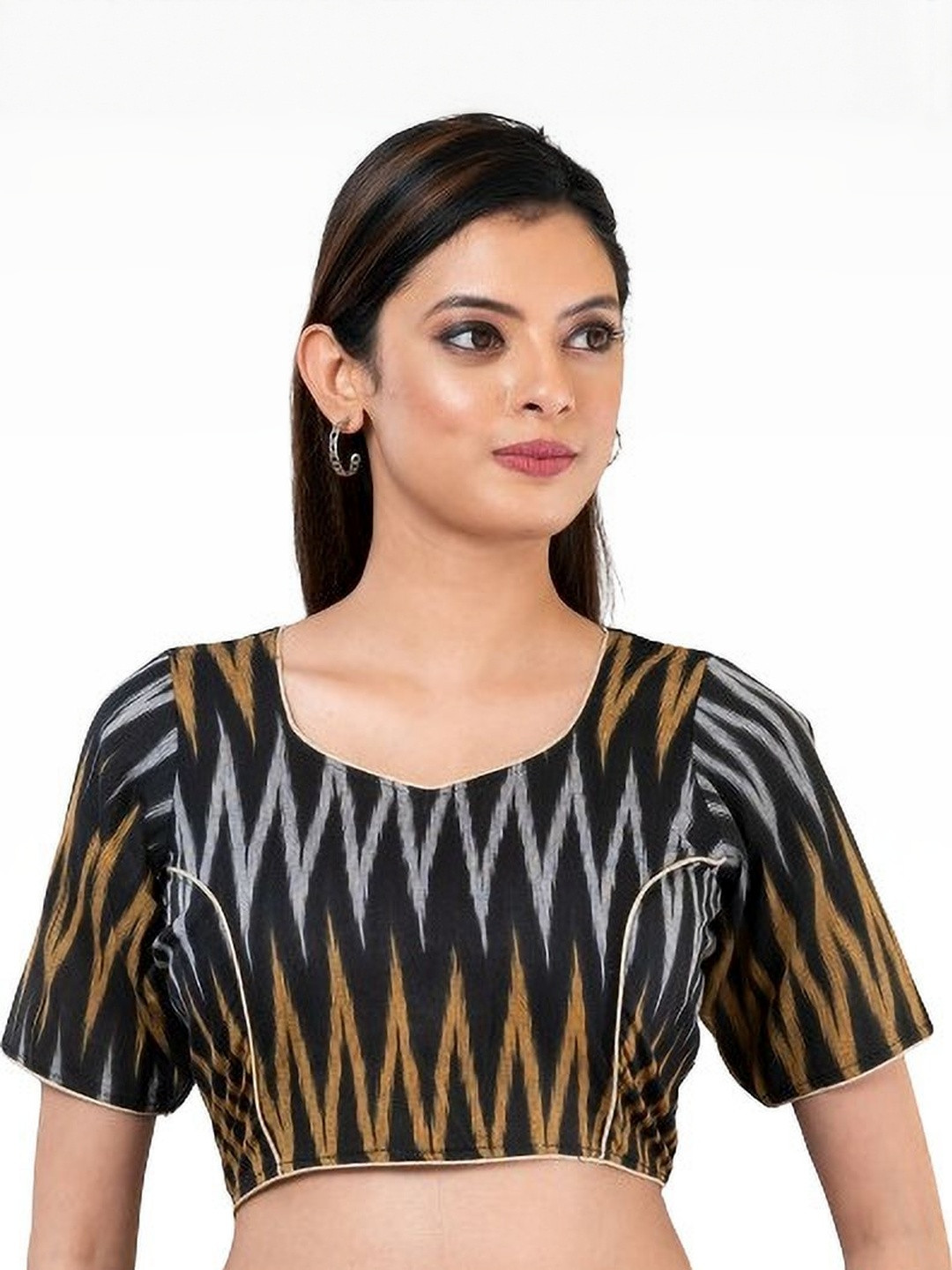 GMH Women Cotton Saree Blouse With Hook and Eye Closure