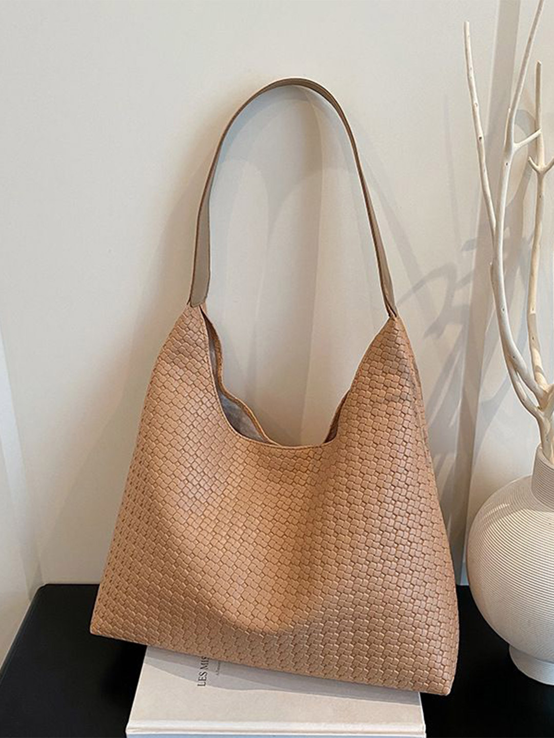StyleCast x Revolte Geometric Textured One Handle Shopper Shoulder Bag
