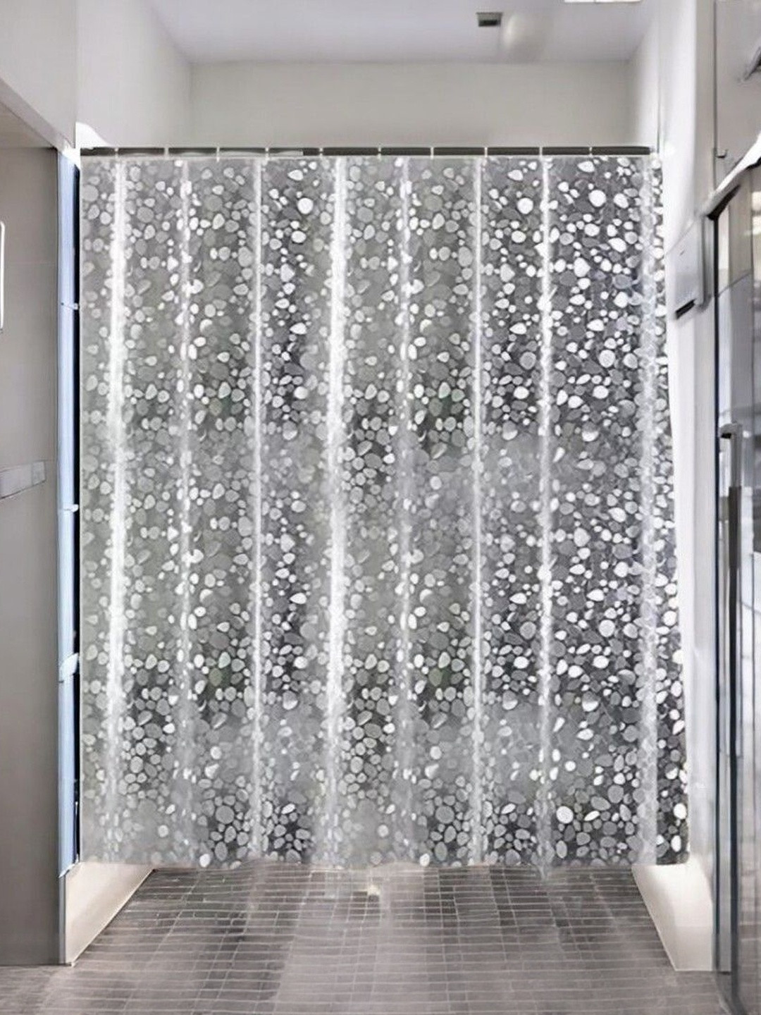 HOME ARK White & Grey Long Door Bubble Curtain