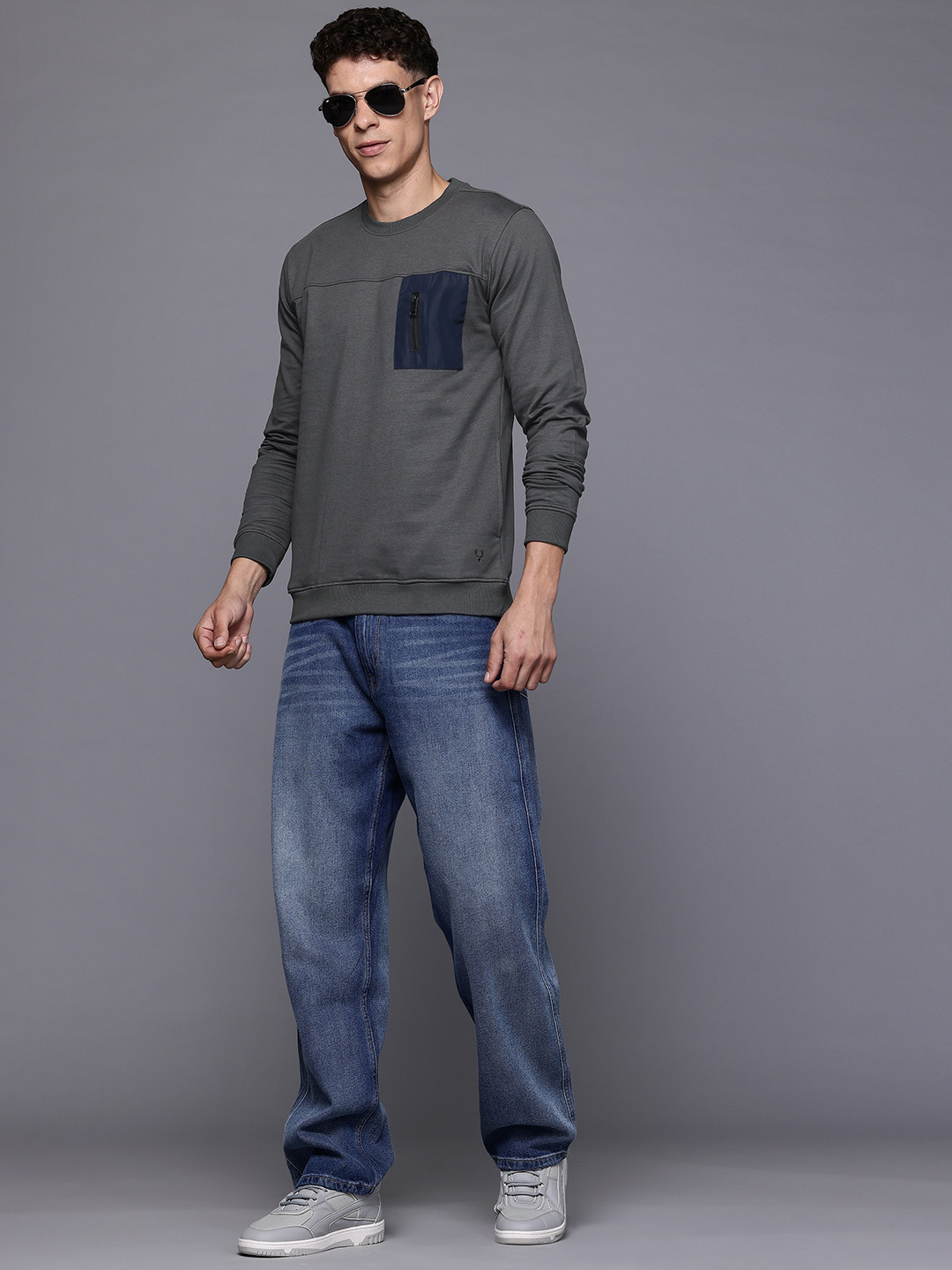 Allen Solly Pocket Detail Sweatshirt with Inner Fleece