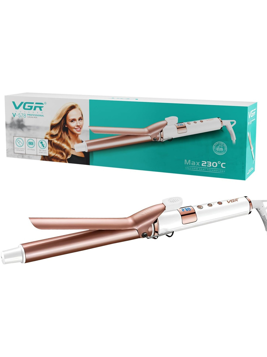 VGR V-578 Professional Women Electric Hair Curler - White