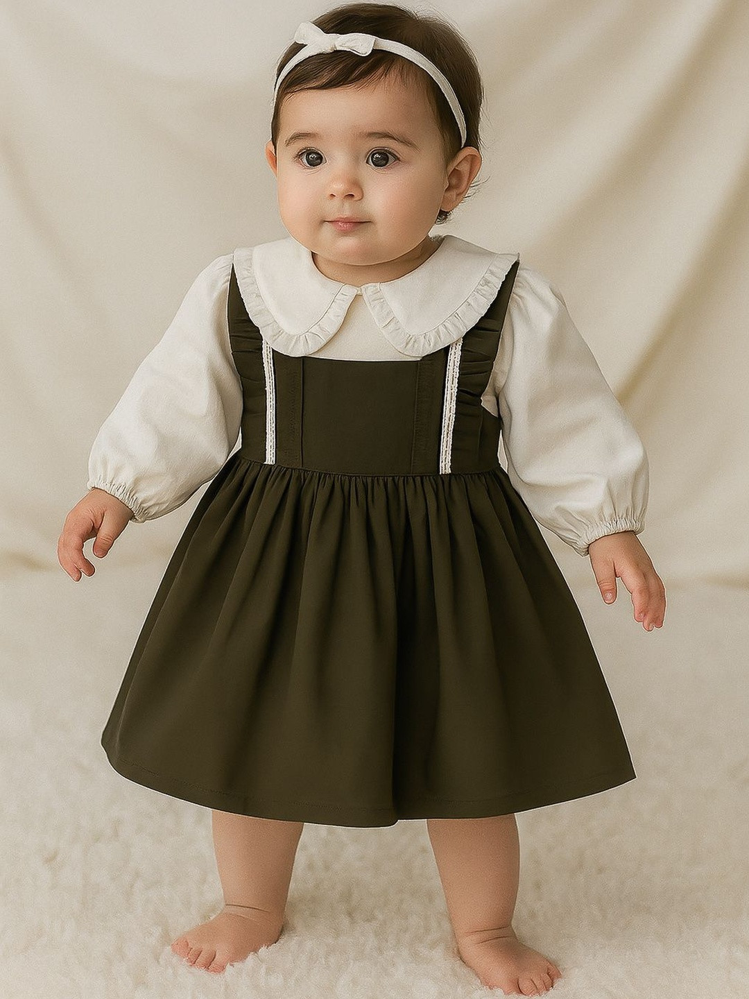 BABY TWINKLES Girls Solid Organic Cotton Fit & Flare Dress