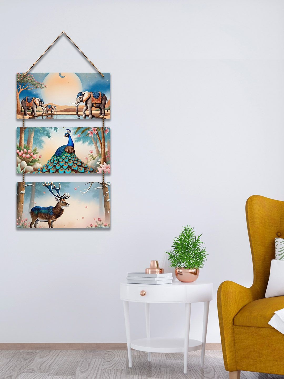 ArtVibes Printed Wooden Hanging Animal Theme Wall Art For Living Room & Bedroom