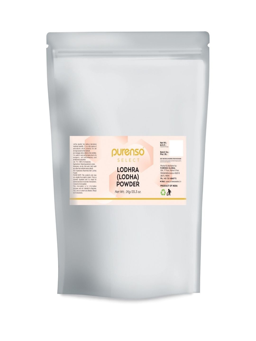 Purenso Natural Lodhra Powder- 1 Kg