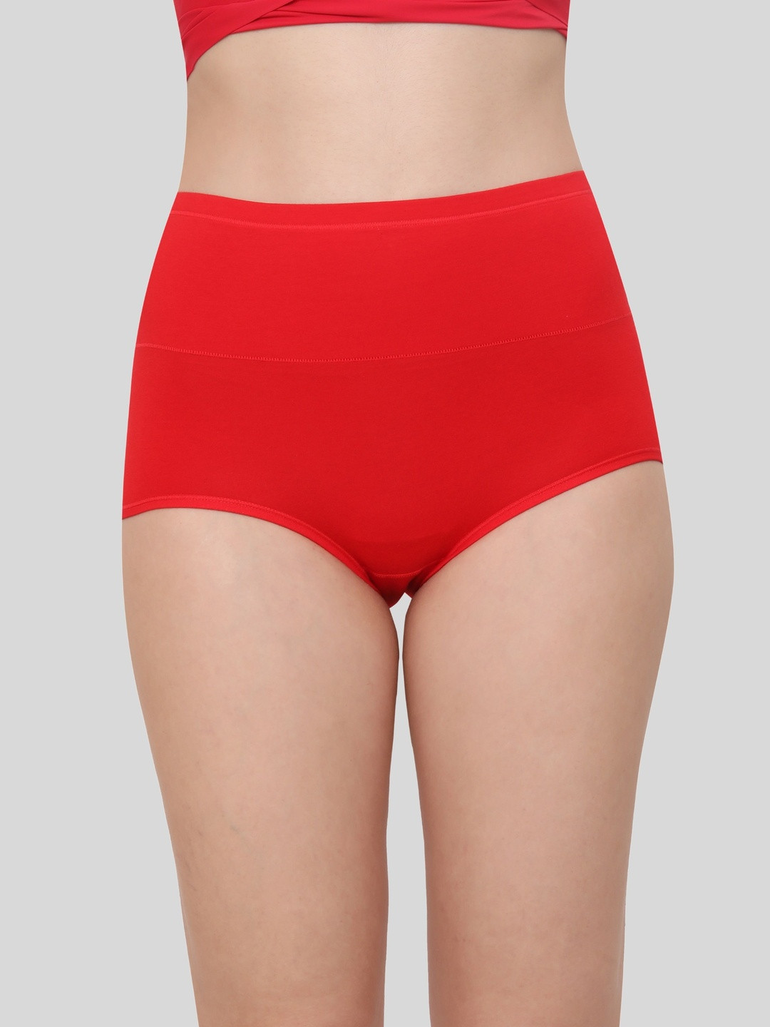 Glamoras Women Red High Waist Full Coverage Hipster Panty