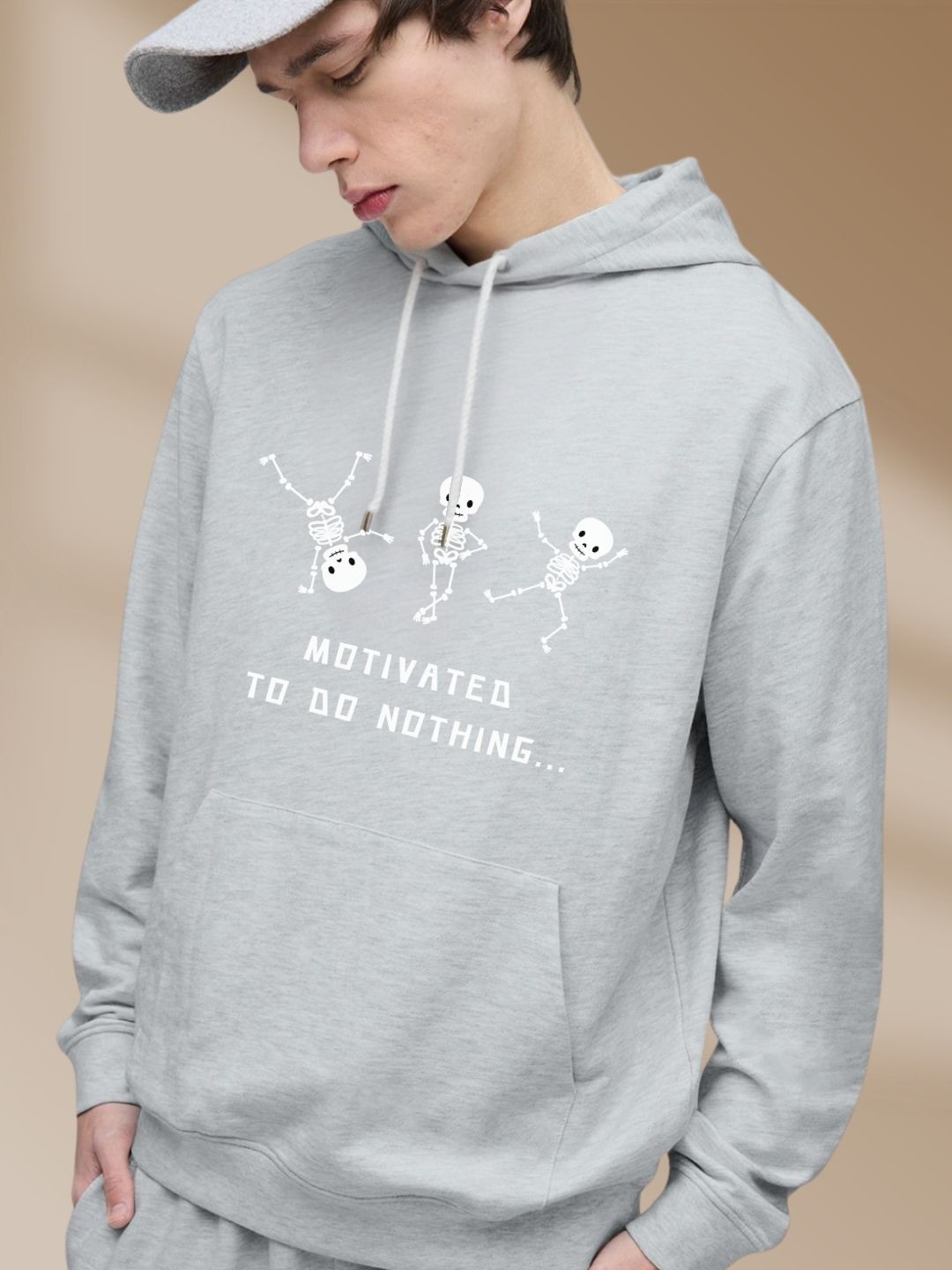 Cool Plus Men Printed Grunge Hooded Cotton Sweatshirt