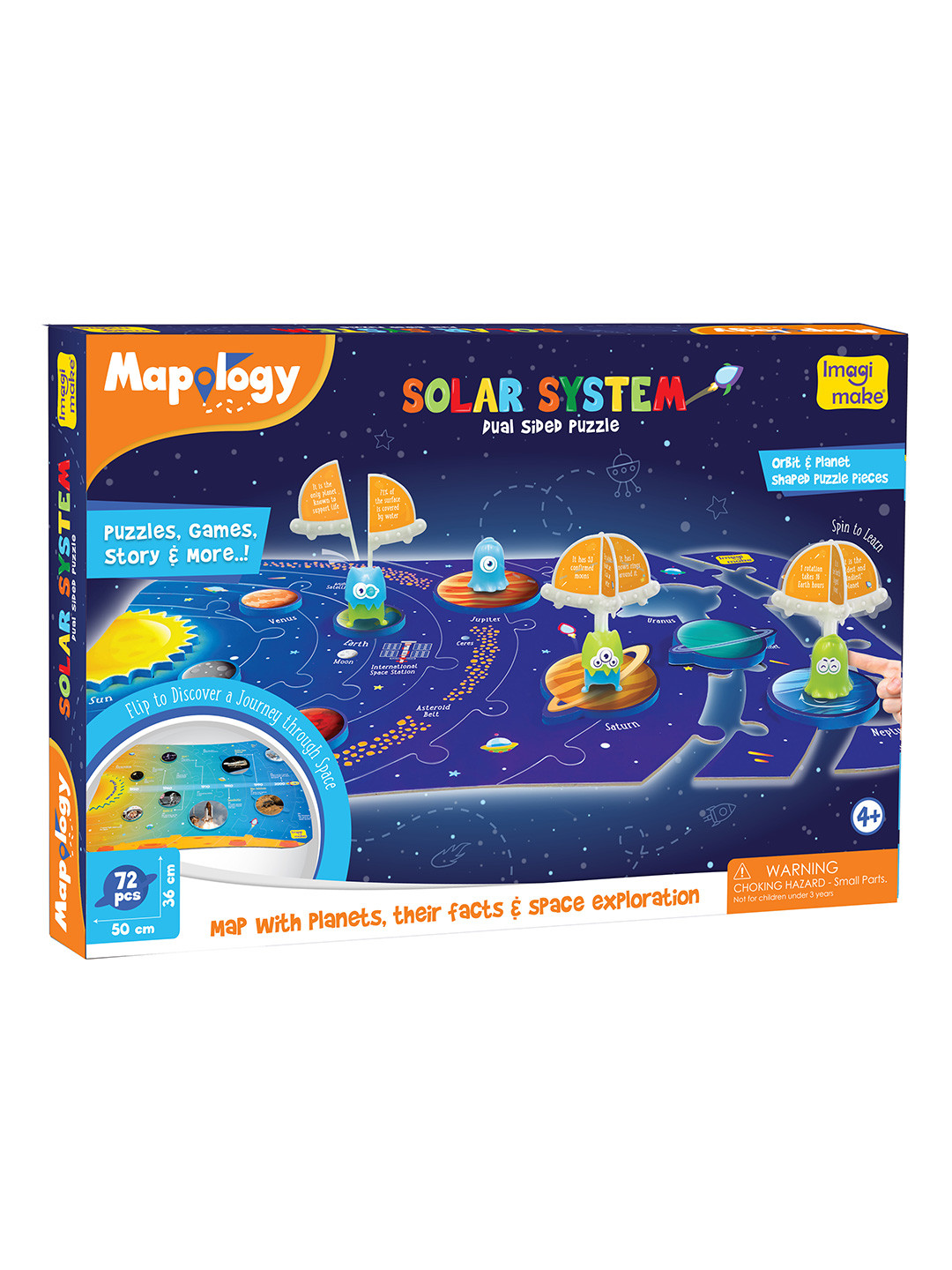 Imagimake Kids Blue Mapology Solar System Duel Sided Puzzle