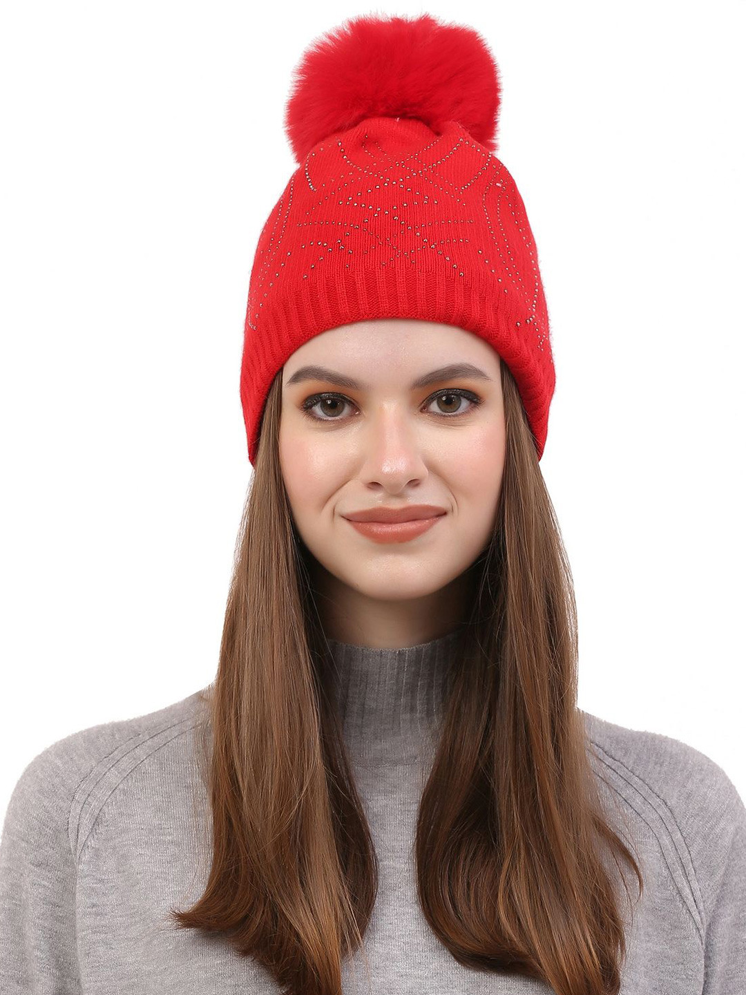 Moda Rapido Red Wool Solid Casual Beanie Cap