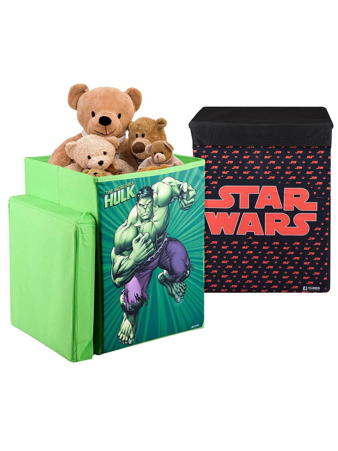 Kuber Industries Green & Black 2 Pcs Regular Disney Printed Organisers