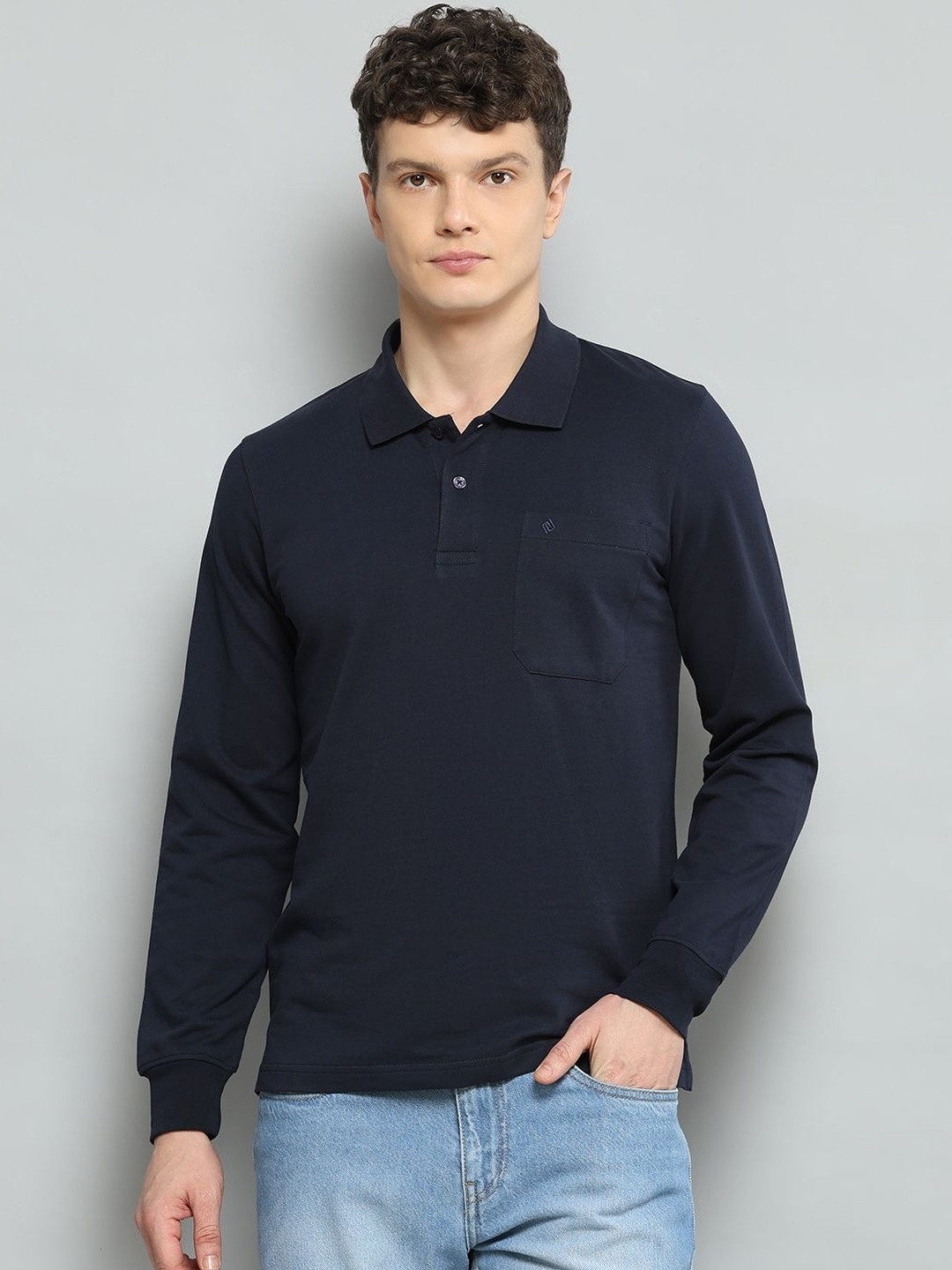 Cloak & Decker Long Sleeves Polo Collar Pocket Cotton T-shirt