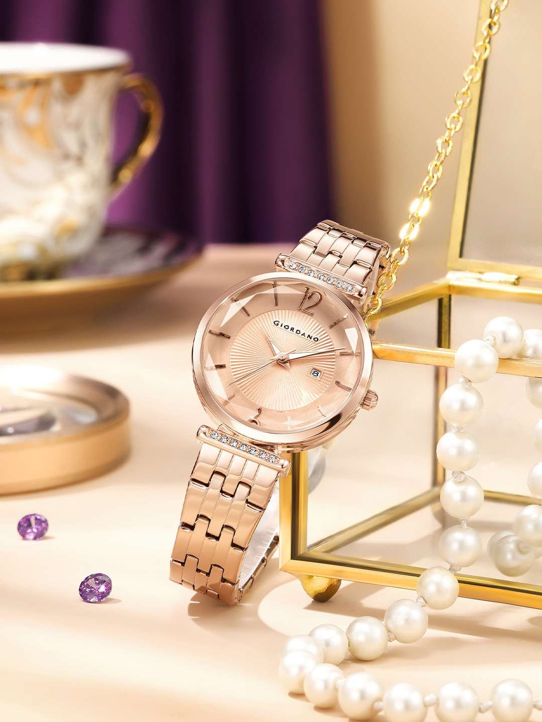 GIORDANO Women Stainless Steel Bracelet Style Straps Watch GZ-60111-44