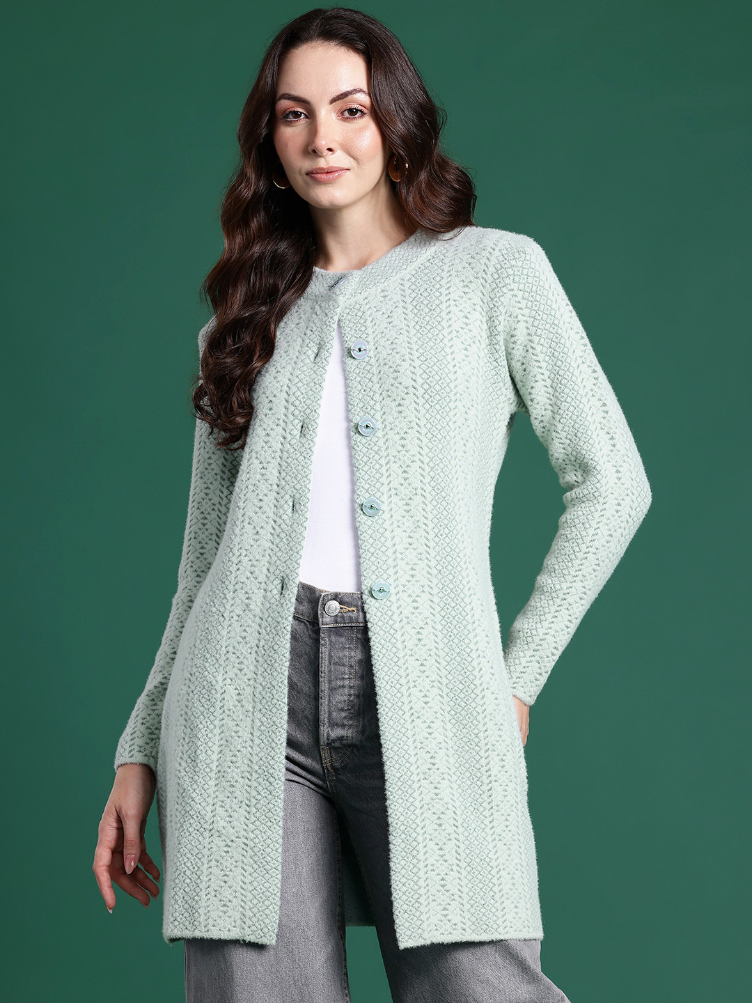 Cayman Geometric Design Woollen Cardigan
