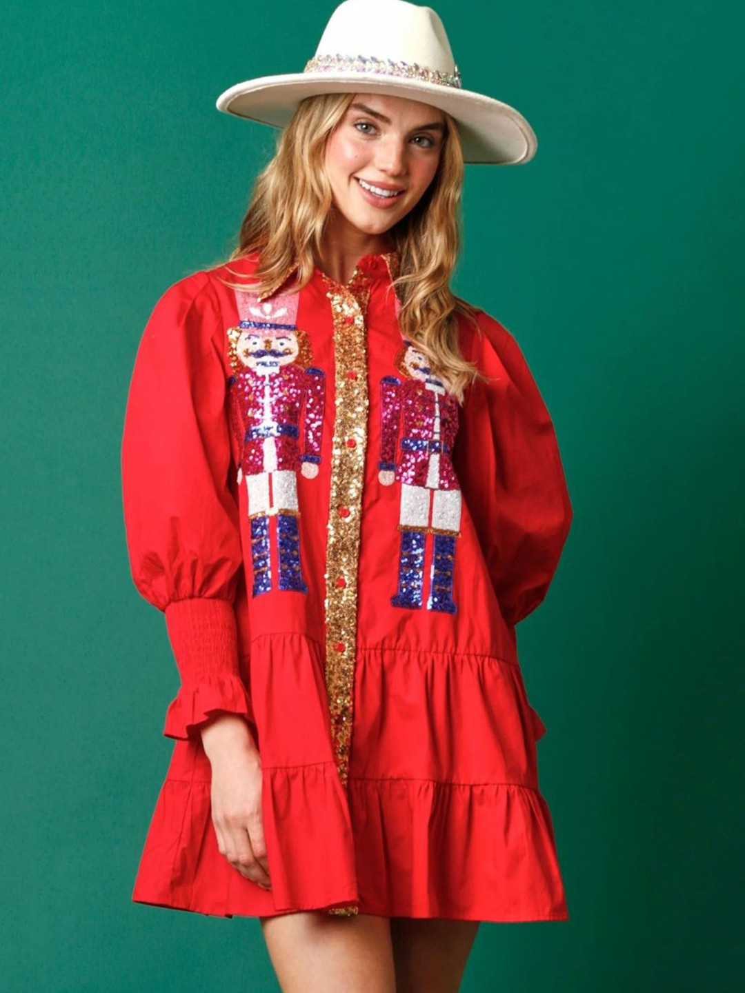 StyleCast Red Embellished Graphic A-Line Dress