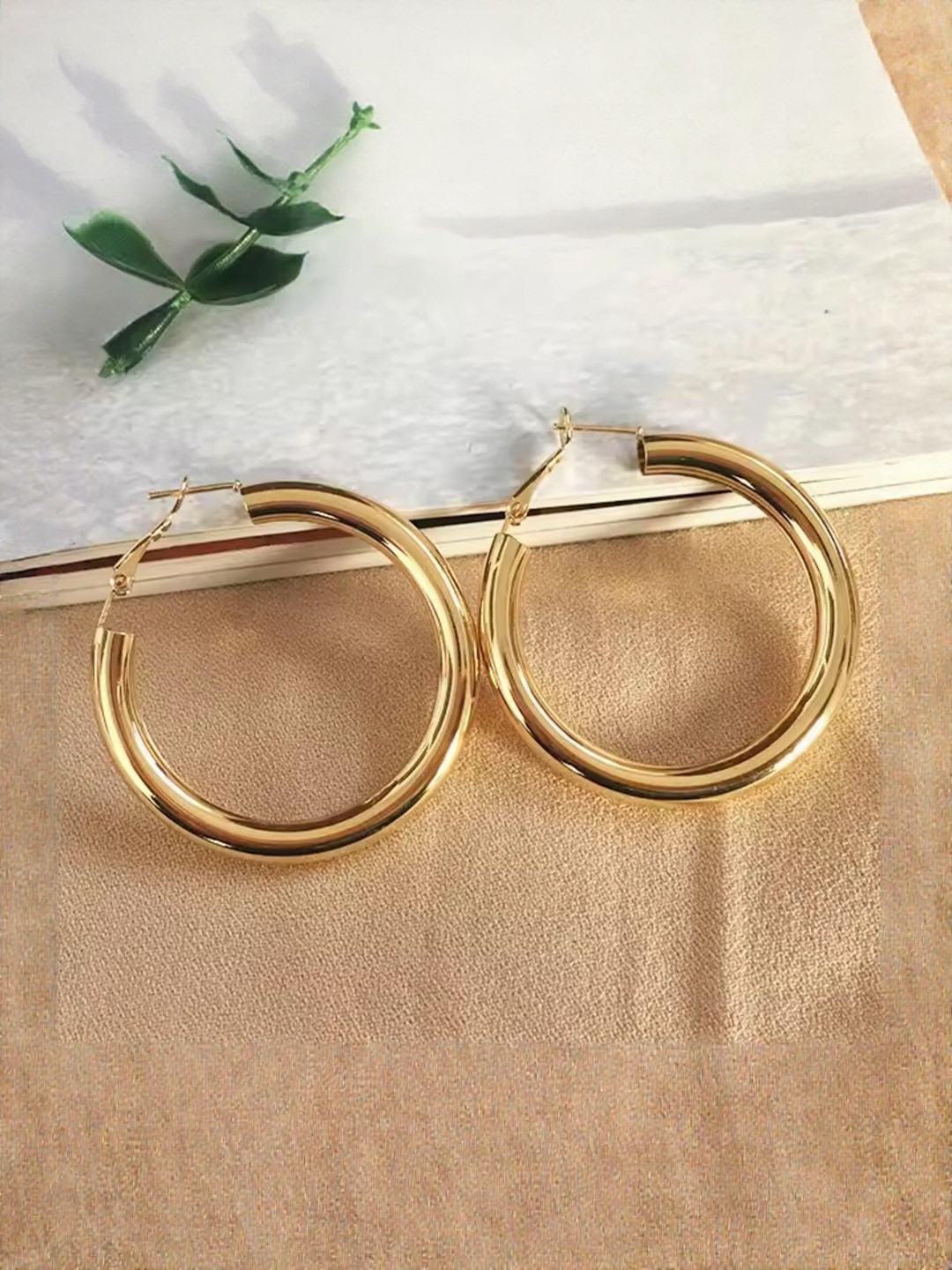 Floky Stainless Steel Gold-Plated Circular Shaped Hoop Earrings
