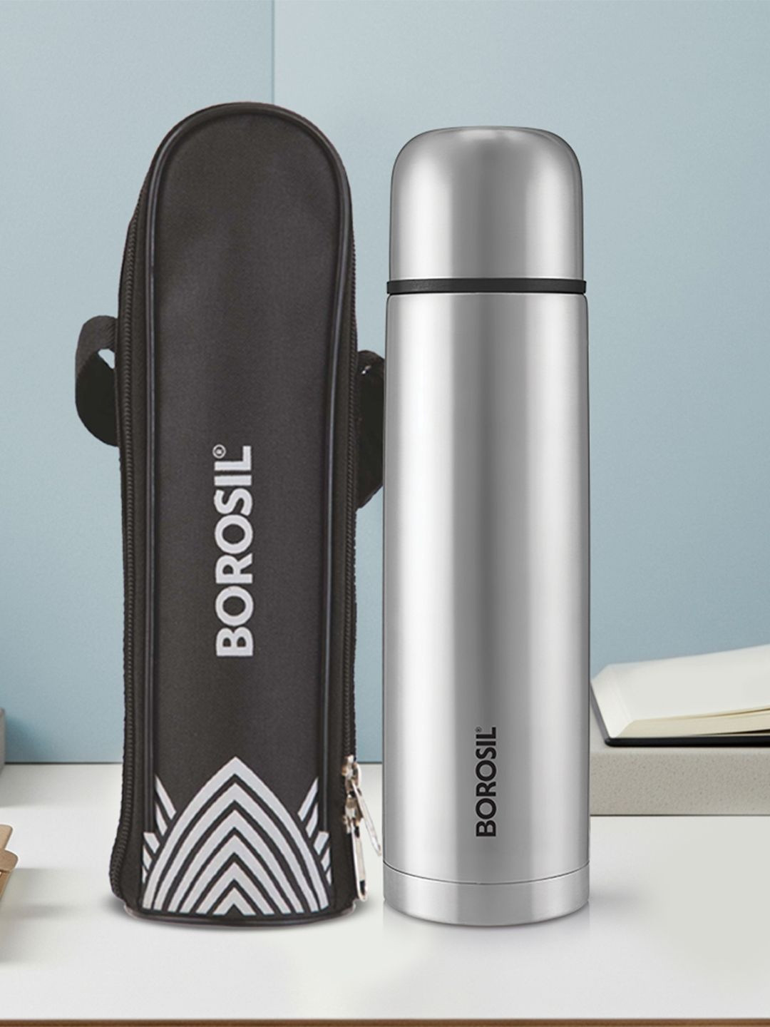 BOROSIL Black Stainless Steel Water Bottle-750 ml