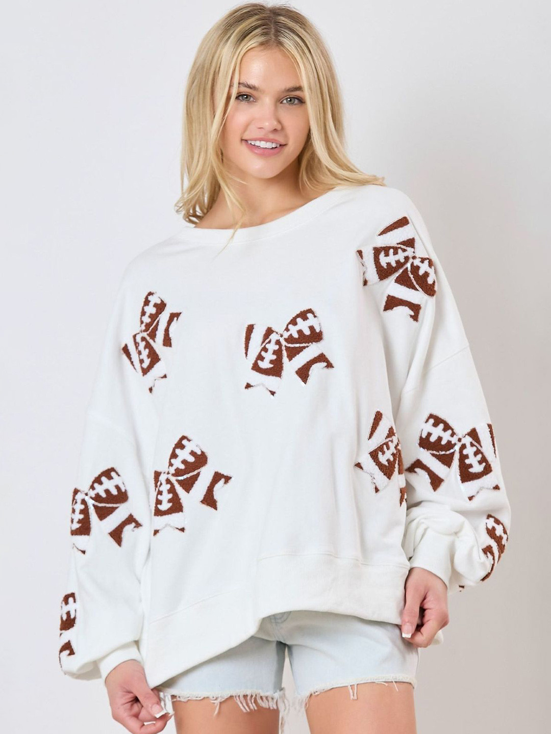 StyleCast Women Graphic Self Design Embroidered Long Sleeve Sweatshirt