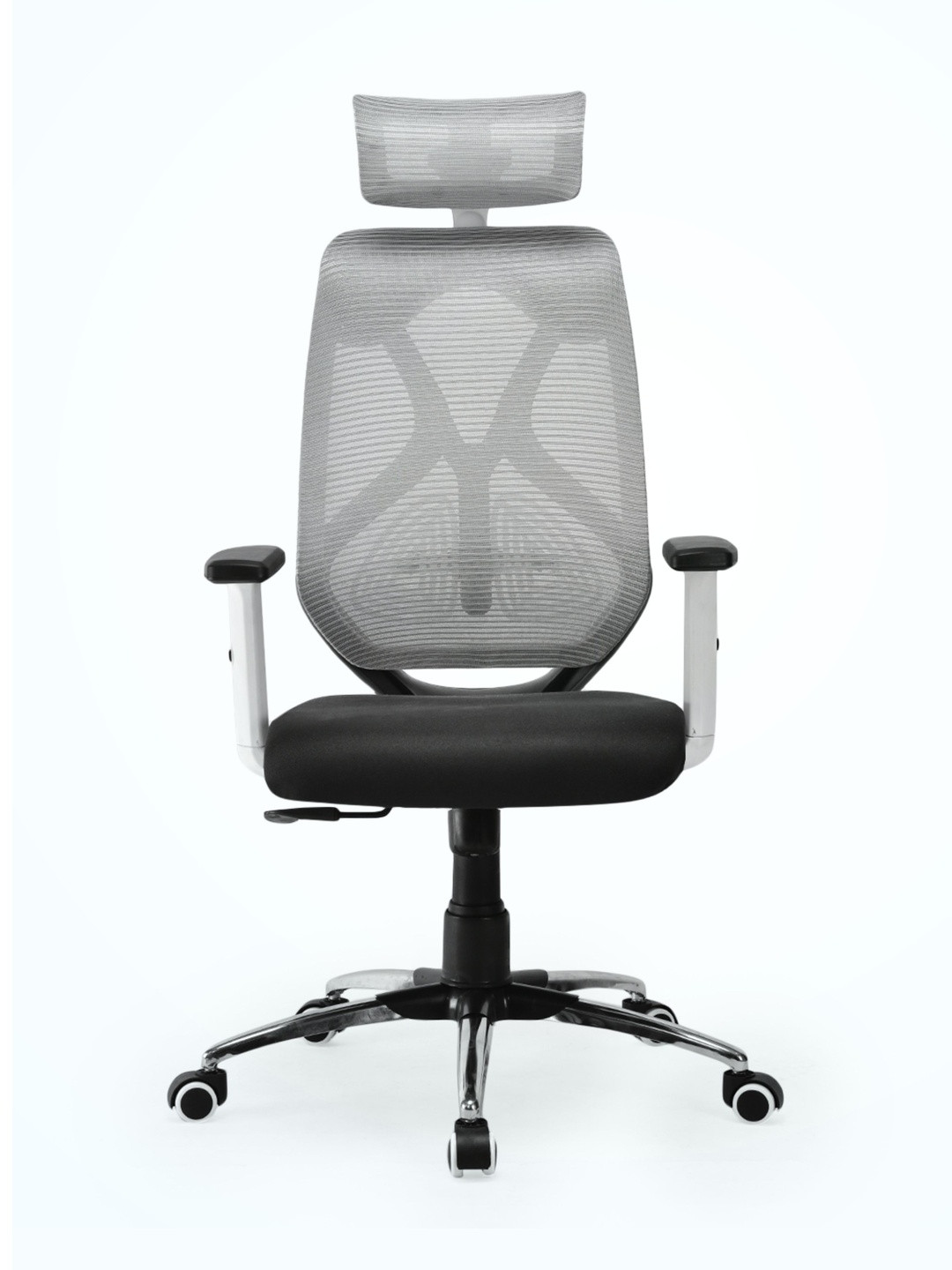 FUGO Black & White Ergonomic Adjustable Height Office Arm Chair