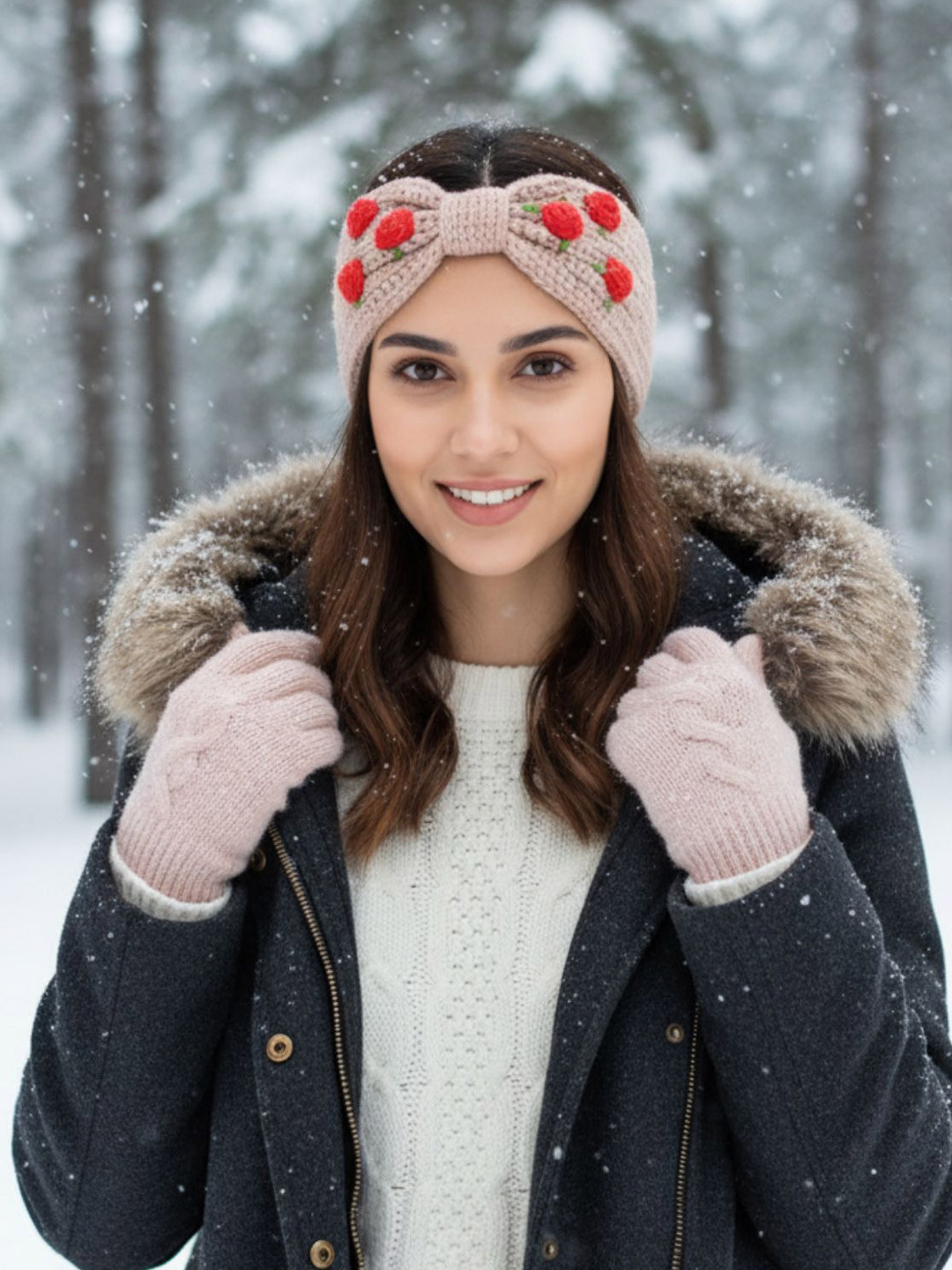 Amoldo Flower Embroidered Chill Wrap Headband