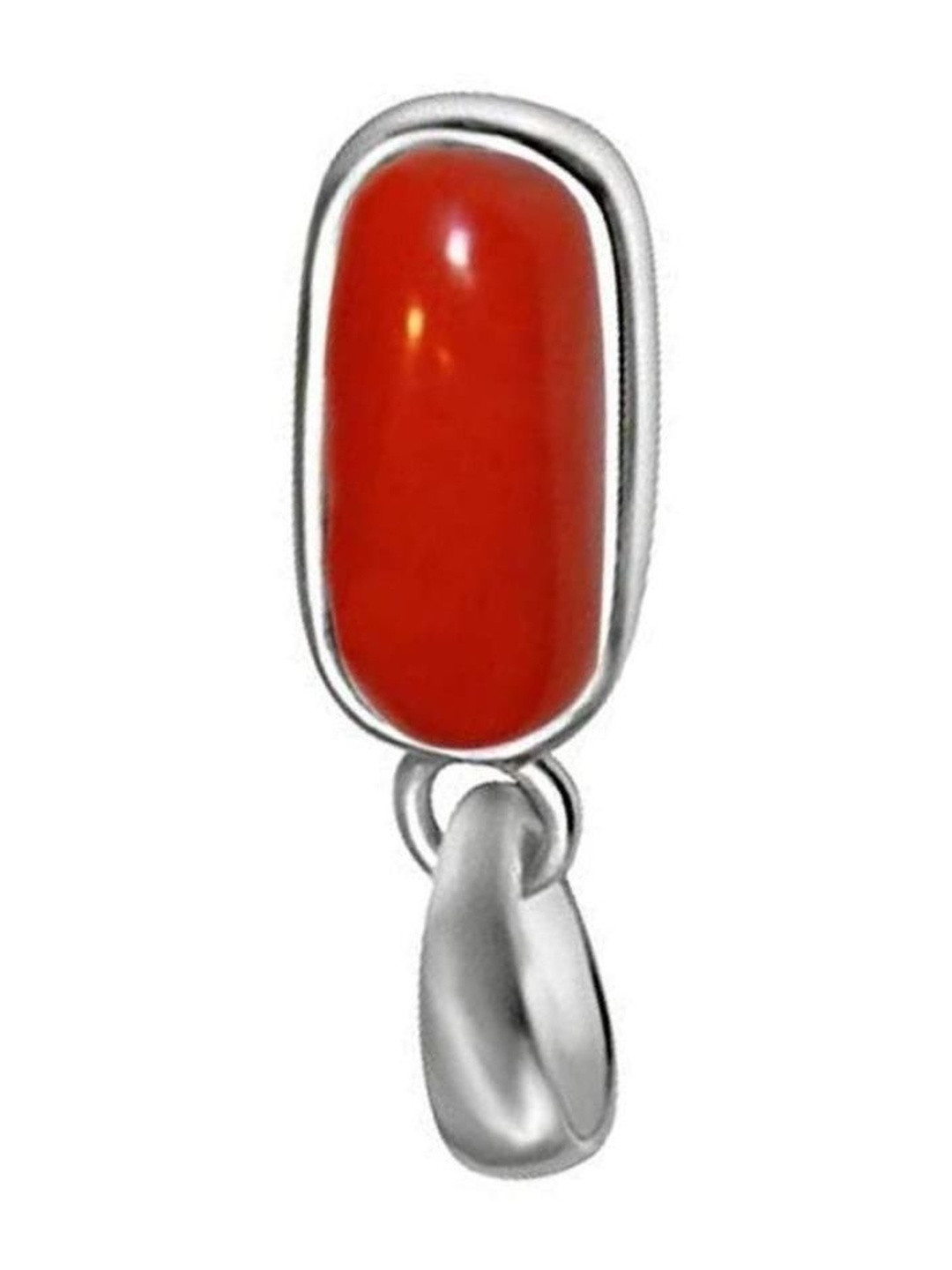 RAVIOUR LIFESTYLE Unisex Silver-Plated  Red Coral Moonga Copper Geometric Pendants