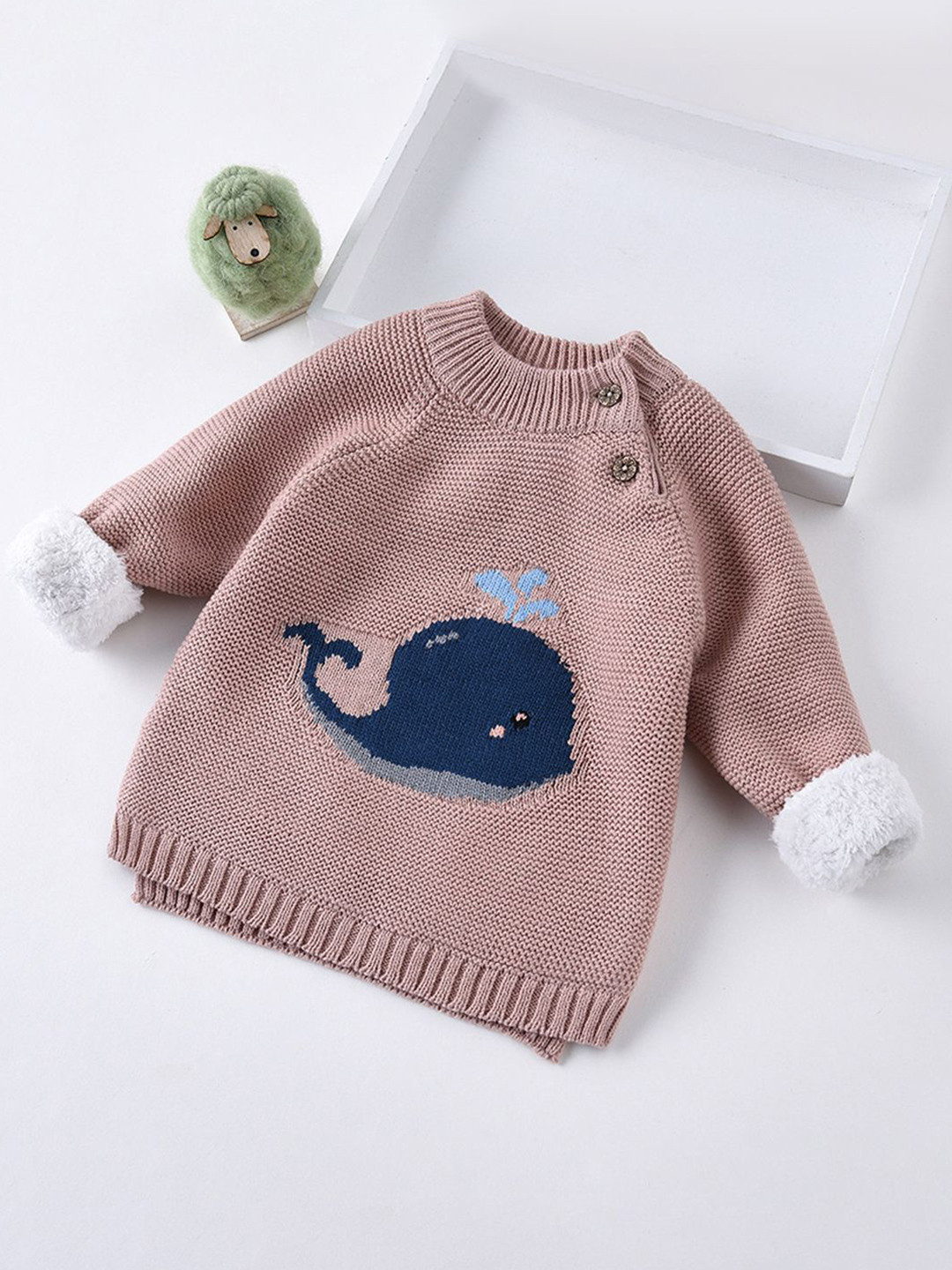 INCLUD Boys Printed Round Neck Raglan Sleeves Pullover Sweater