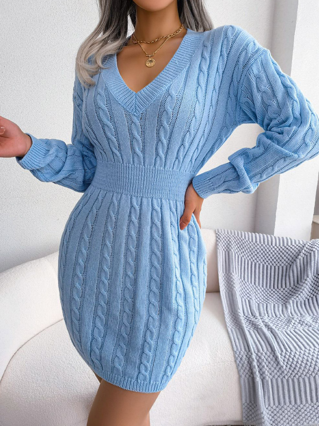 HERE&NOW Women Self Design Bodycon Mini Dress