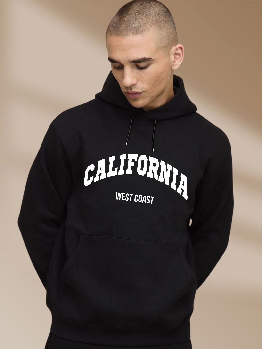 Cool Plus Men Typography Printed Hooded Full Sleevers Pullover Sweatshirt