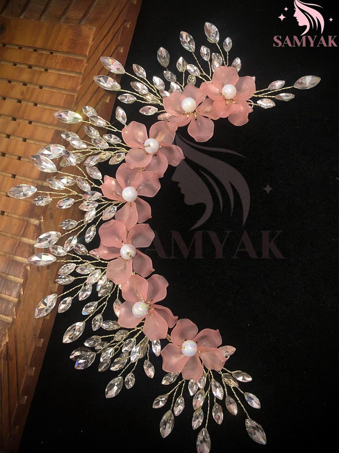 SAMYAK Women Embellished Handmade Rhinestone Bumpit Hair Pin